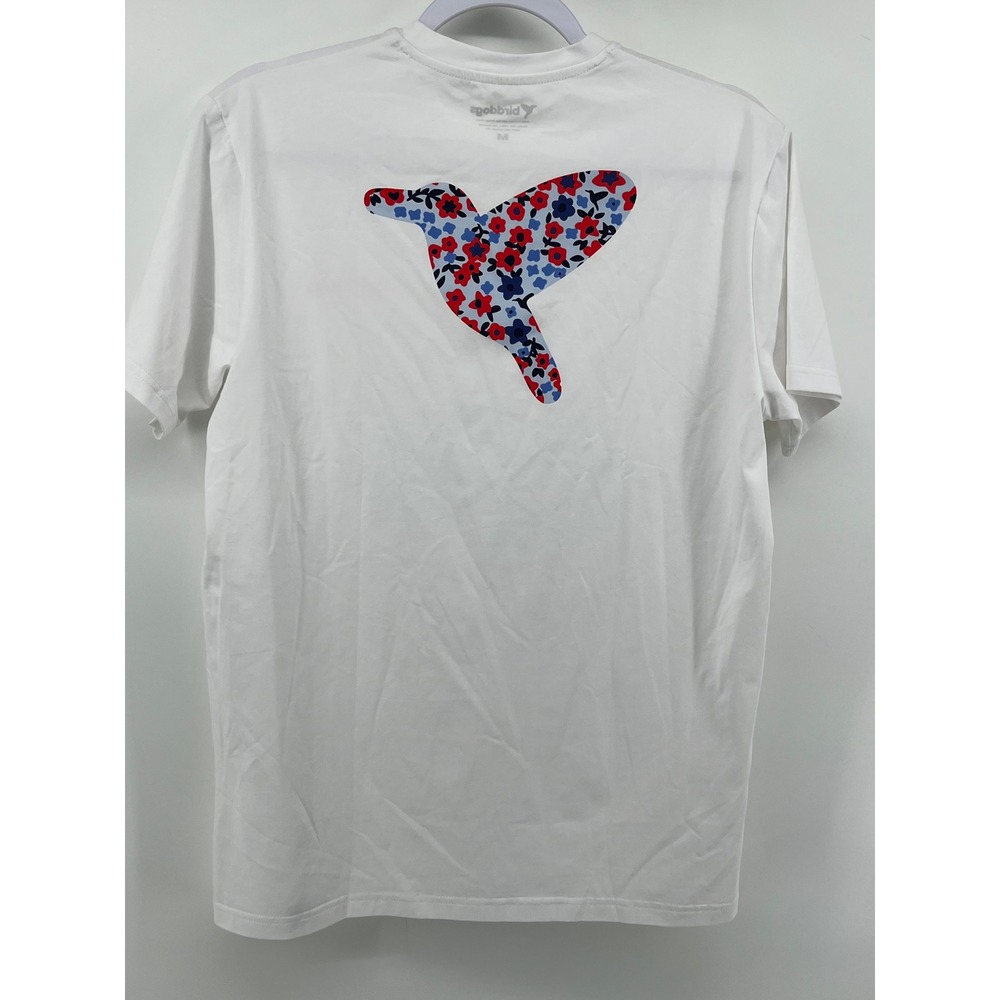 Birddogs Mens White Floral Hummingbird Graphic T-Shirt Cotton Spandex Size M NEW